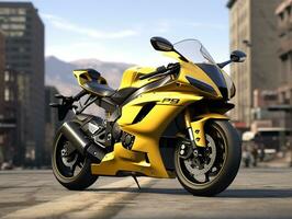 yamaha yzf-r6 tentoonstelling. generatief ai foto