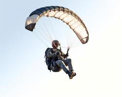 paramotor Aan wit achtergrond. generatief ai foto