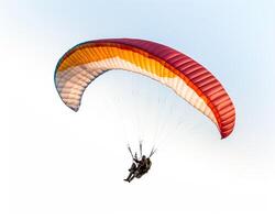 paraglider Aan wit achtergrond. generatief ai foto