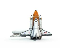 ruimte shuttle Columbia Aan wit achtergrond. generatief ai foto