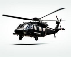 sikorsky uh60 zwart havik Aan wit achtergrond. generatief ai foto