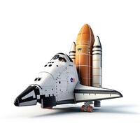 ruimte shuttle Atlantis Aan wit achtergrond. generatief ai foto