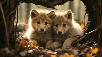 foto van Hart smelten twee wolven met een nadruk Aan uitdrukking van liefde. generatief ai