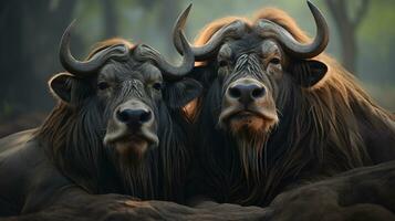 foto van Hart smelten twee wildebeesten met een nadruk Aan uitdrukking van liefde. generatief ai
