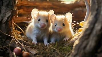 foto van Hart smelten twee muizen met een nadruk Aan uitdrukking van liefde. generatief ai