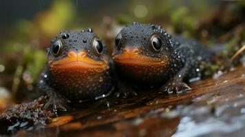 foto van Hart smelten twee salamanders met een nadruk Aan uitdrukking van liefde. generatief ai