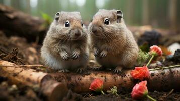 foto van Hart smelten twee marmotten met een nadruk Aan uitdrukking van liefde. generatief ai