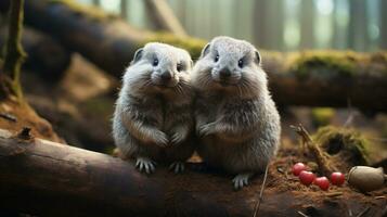 foto van Hart smelten twee marmotten met een nadruk Aan uitdrukking van liefde. generatief ai