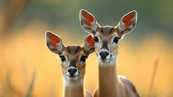 foto van Hart smelten twee impala's met een nadruk Aan uitdrukking van liefde. generatief ai