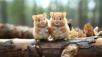 foto van Hart smelten twee hamsters met een nadruk Aan uitdrukking van liefde. generatief ai