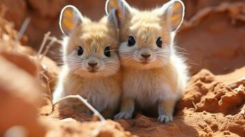 foto van Hart smelten twee woestijn kangoeroe ratten met een nadruk Aan uitdrukking van liefde. generatief ai