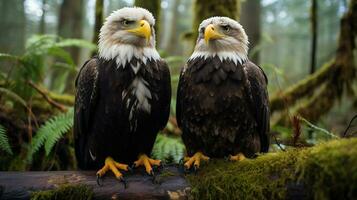 foto van Hart smelten twee kaal adelaars met een nadruk Aan uitdrukking van liefde. generatief ai