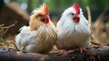 foto van Hart smelten twee kriel kippen met een nadruk Aan uitdrukking van liefde. generatief ai