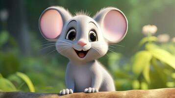 een schattig weinig muis in Disney tekenfilm stijl. generatief ai foto