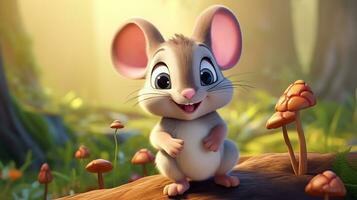 een schattig weinig muis in Disney tekenfilm stijl. generatief ai foto
