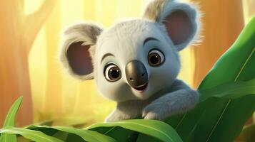 een schattig weinig koala in Disney tekenfilm stijl. generatief ai foto
