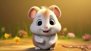 een schattig weinig hamster in Disney tekenfilm stijl. generatief ai foto