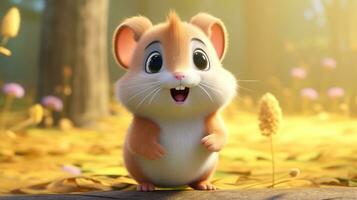 een schattig weinig hamster in Disney tekenfilm stijl. generatief ai foto