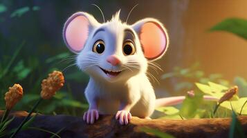 een schattig weinig kuif- Rat in Disney tekenfilm stijl. generatief ai foto