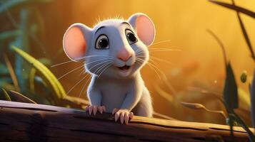 een schattig weinig riet Rat in Disney tekenfilm stijl. generatief ai foto