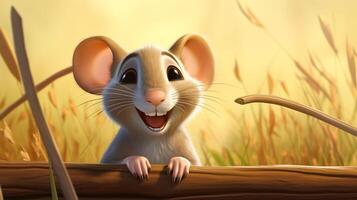 een schattig weinig riet Rat in Disney tekenfilm stijl. generatief ai foto