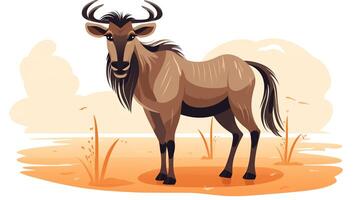 een schattig weinig wildebeest in vector stijl. generatief ai foto