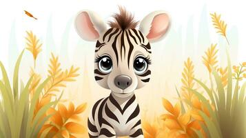 een schattig weinig zebra in vector stijl. generatief ai foto