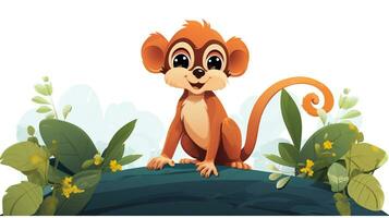 een schattig weinig eekhoorn aap in vector stijl. generatief ai foto