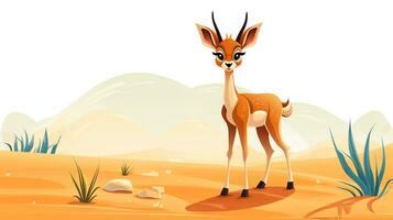 een schattig weinig zand gazelle in vector stijl. generatief ai foto