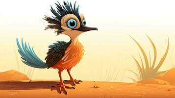 een schattig weinig roadrunner in vector stijl. generatief ai foto