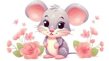 een schattig weinig Rat in vector stijl. generatief ai foto