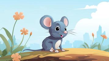 een schattig weinig Rat in vector stijl. generatief ai foto