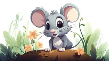 een schattig weinig Rat in vector stijl. generatief ai foto