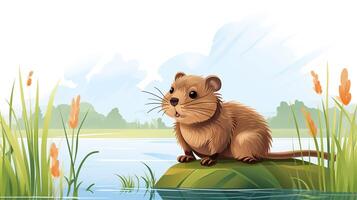 een schattig weinig muskusrat in vector stijl. generatief ai foto