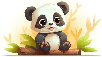een schattig weinig panda in vector stijl. generatief ai foto