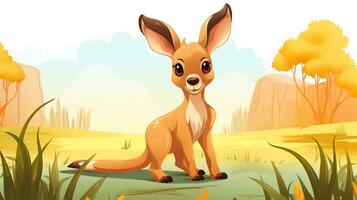 een schattig weinig kangoeroe in vector stijl. generatief ai foto