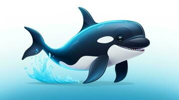 een schattig weinig moordenaar walvis in vector stijl. generatief ai foto