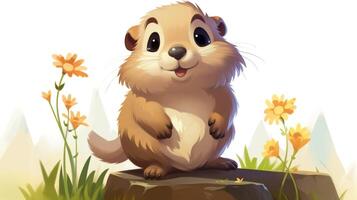 een schattig weinig lemming in vector stijl. generatief ai foto