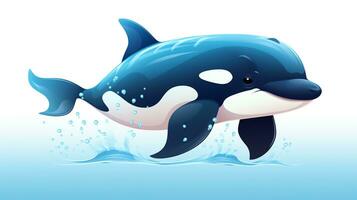 een schattig weinig moordenaar walvis in vector stijl. generatief ai foto