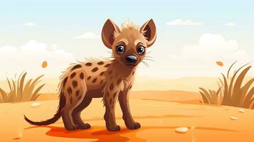 een schattig weinig hyena in vector stijl. generatief ai foto