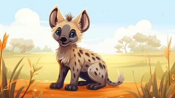 een schattig weinig hyena in vector stijl. generatief ai foto