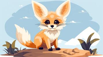 een schattig weinig fennec vos in vector stijl. generatief ai foto