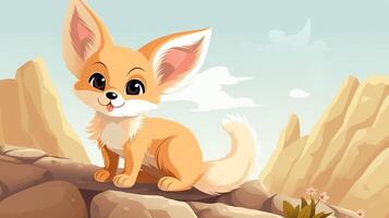 een schattig weinig fennec vos in vector stijl. generatief ai foto