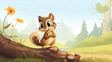 een schattig weinig chipmunk in vector stijl. generatief ai foto