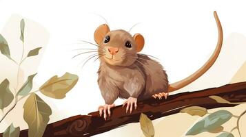 een schattig weinig riet Rat in vector stijl. generatief ai foto