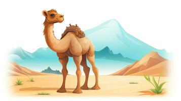 een schattig weinig kameel in vector stijl. generatief ai foto