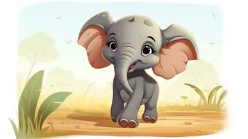 een schattig weinig Afrikaanse olifant in vector stijl. generatief ai foto