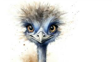 een schattig weinig emoe in waterverf stijl. generatief ai foto