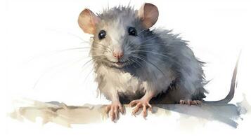 een schattig weinig kuif- Rat in waterverf stijl. generatief ai foto