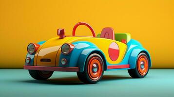 een speels en kleurrijk speelgoed- auto ontwerp foto